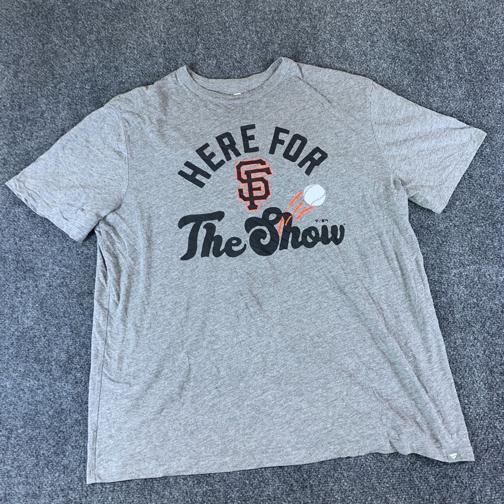 Fanatics San Francisco Giants MLB Here For The Show T-Shirt Mens XL Heather Gray